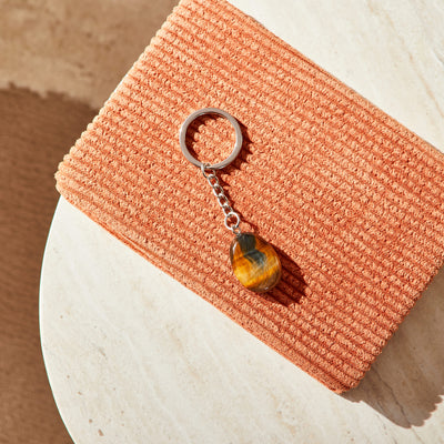 STONES CLUB Lithothérapie Porte clés oeil de tigre Brun