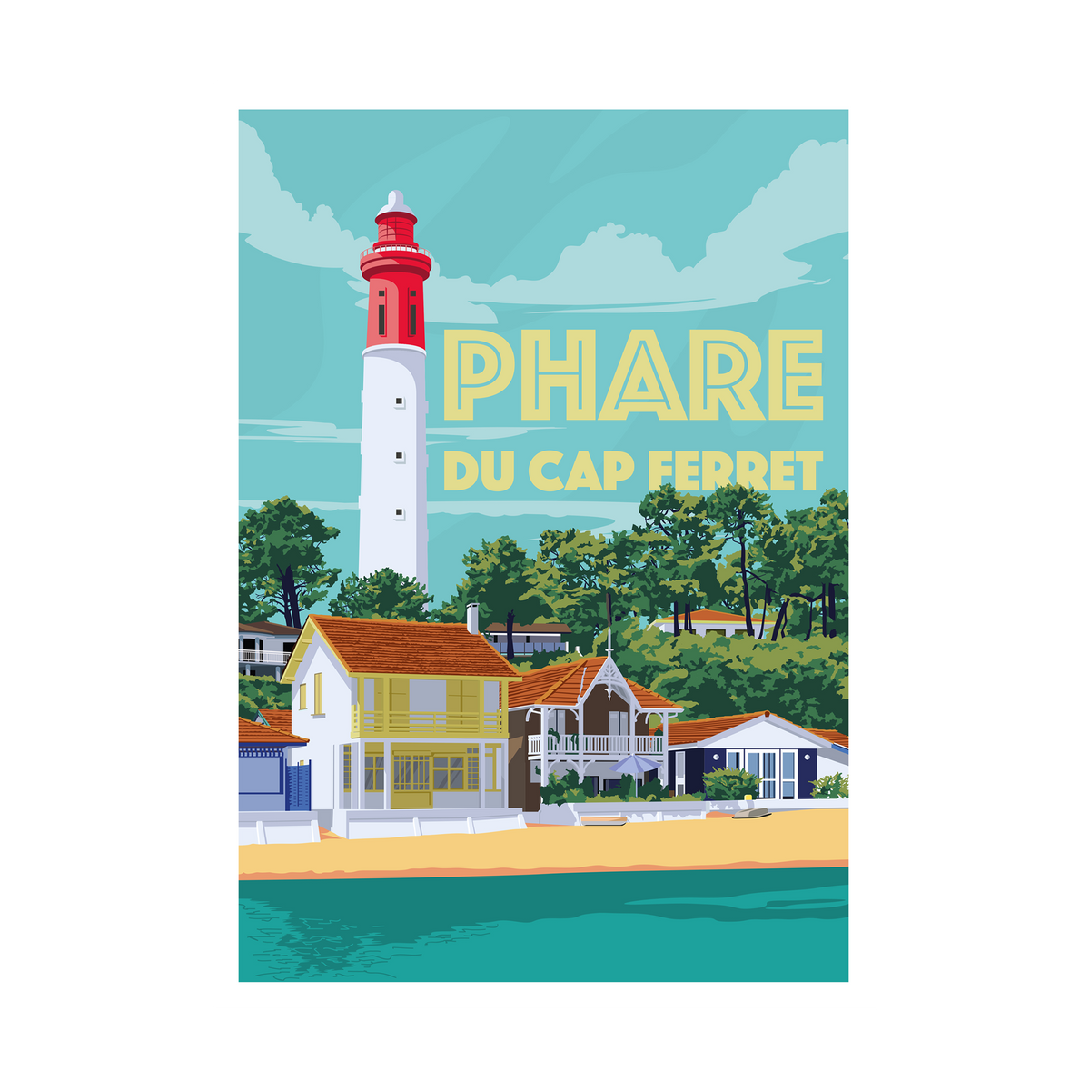 PRINTYMANIA Affiche Phare du cap ferret Multicolore
