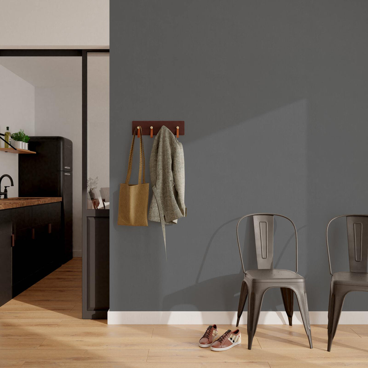 4MURS Papier peint intissé Classic line Gris anthracite Lisse