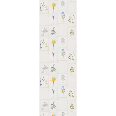 4MURS Papier peint intissé Garancia Blanc, vert feuille et jaune d'or