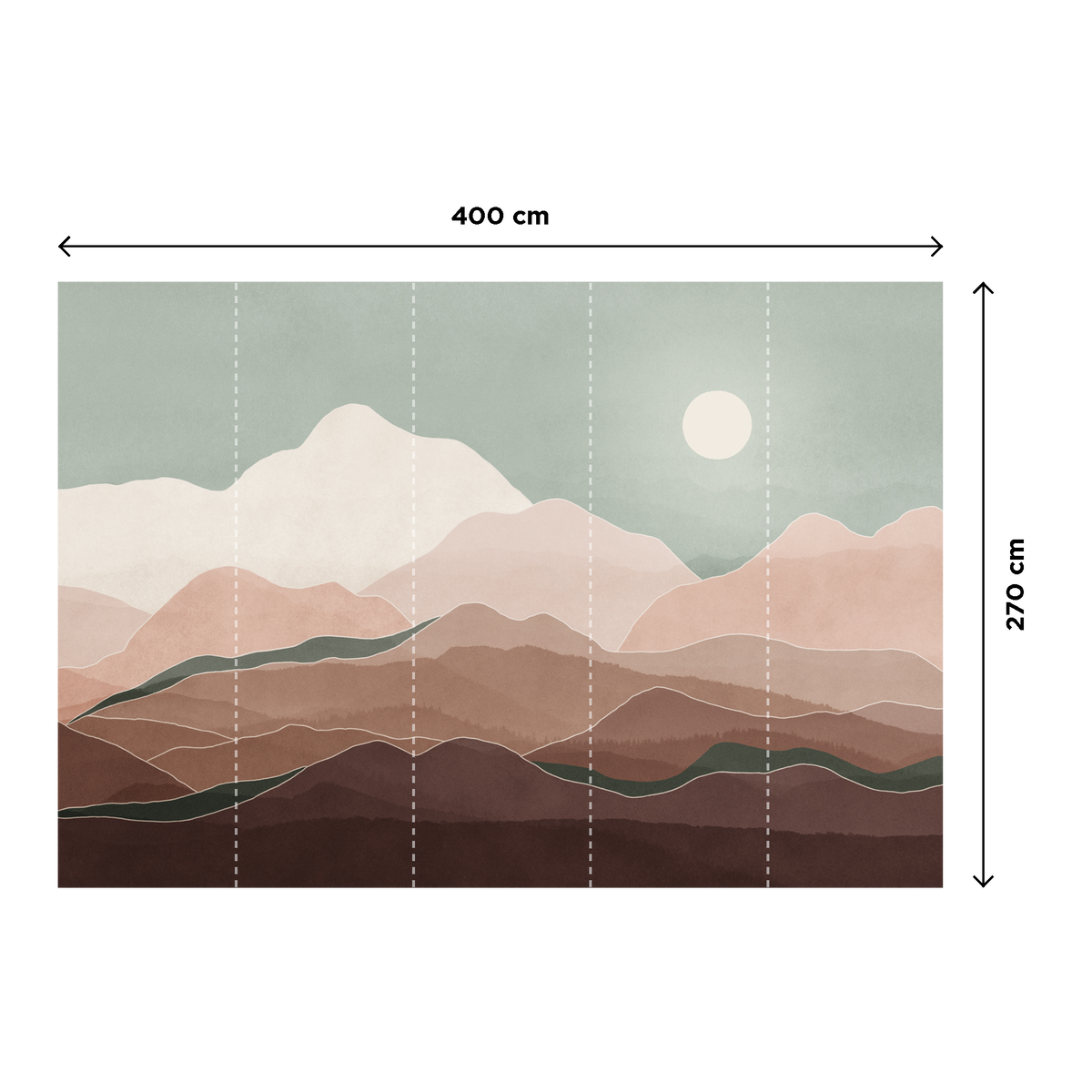 4MURS Papier peint panoramique XL Toubkal sunset Bleu pastel et terracotta rosé Satiné