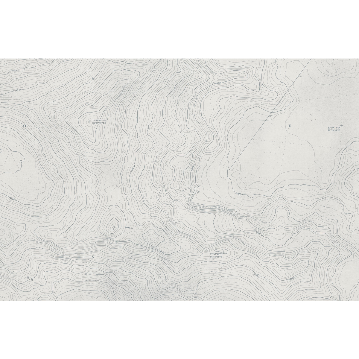 4MURS Papier peint panoramique XL Everest Gris bleuté et blanc perlé Mat