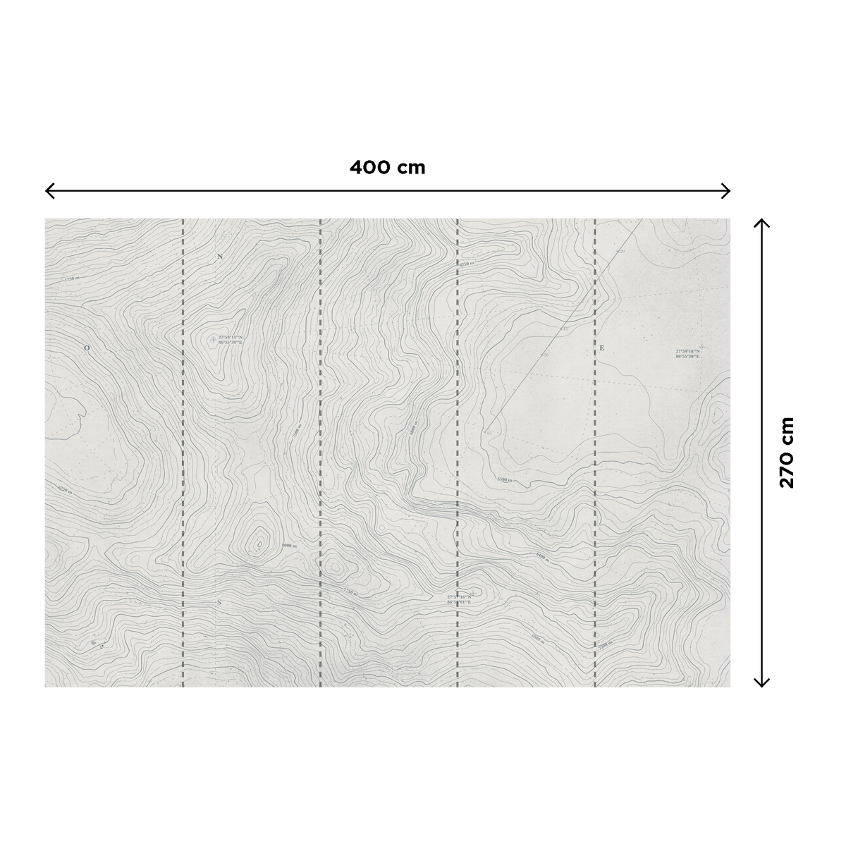 4MURS Papier peint panoramique XL Everest Gris bleuté et blanc perlé Mat