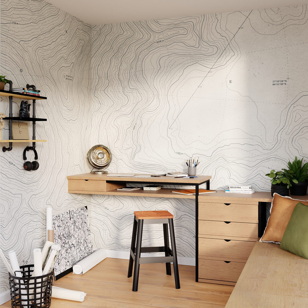 4MURS Papier peint panoramique XL Everest Gris bleuté et blanc perlé Mat