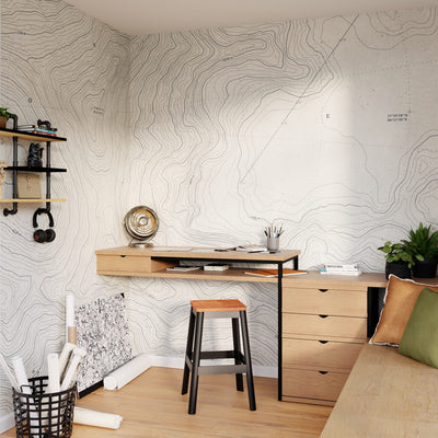 4MURS Papier peint panoramique XL Everest Gris bleuté et blanc perlé Mat