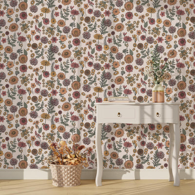 4MURS Papier peint intissé Aline Beige rosé, orange clair et ocre