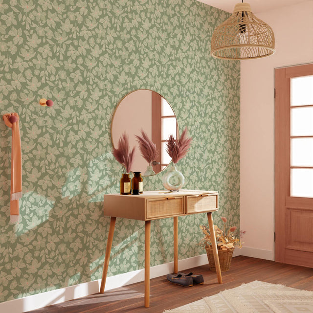 4MURS Papier peint intissé CLEMATITE coloris vert de gris