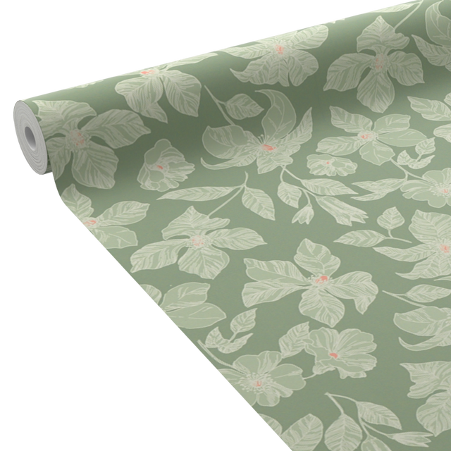4MURS Papier peint intissé CLEMATITE coloris vert de gris
