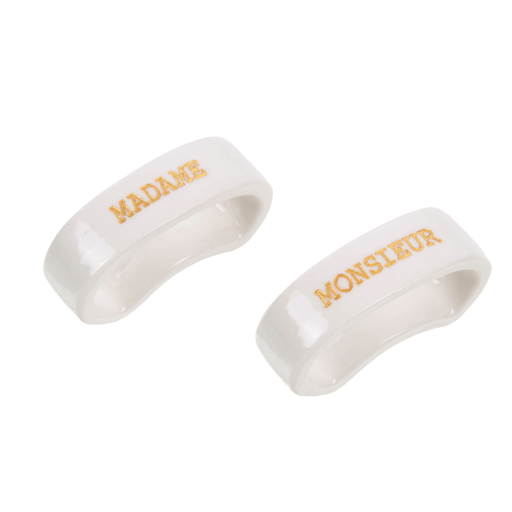 AMADEUS CADES Rond de serviette Monsieur madame Blanc