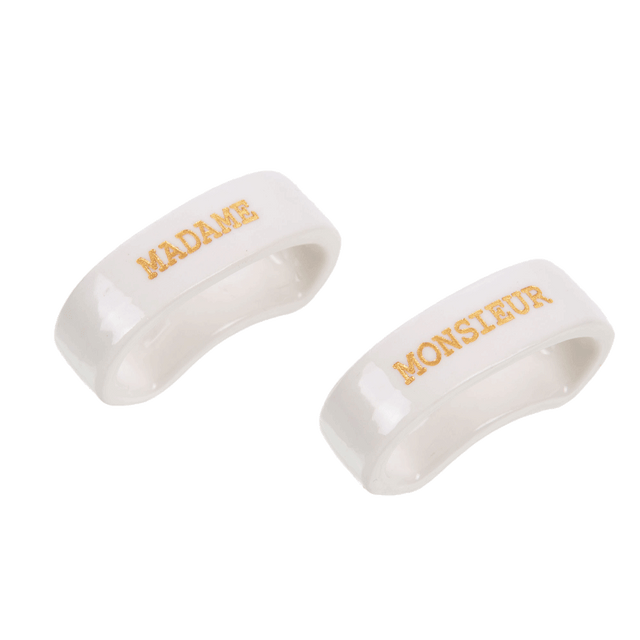 Amadeus Cades Rond de serviette Monsieur Madame blanc