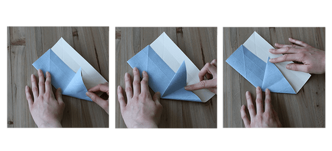 Etape 7 avec des mains qui plient la première oreille