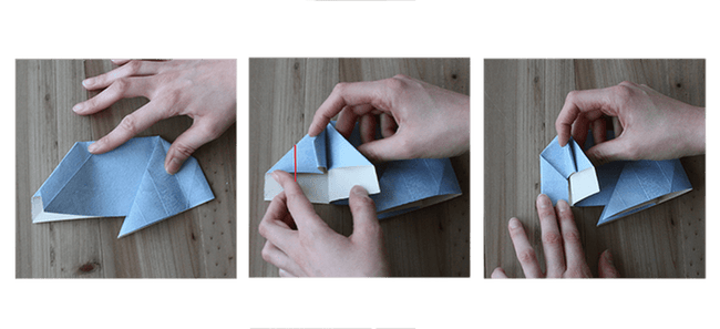 Etape 13 avec trois images de pliage