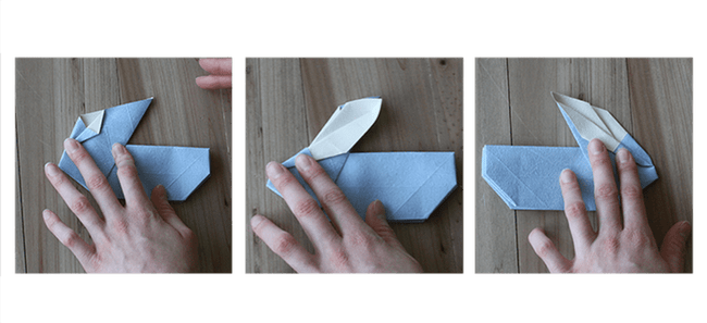 Etape 17 avec derniers plis des oreilles