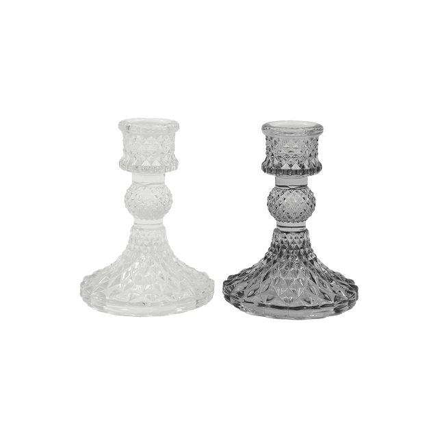 Bougeoir BLIG coloris gris blanc