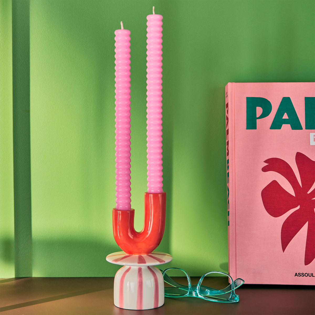 Bougeoir Corail Blanc, orange