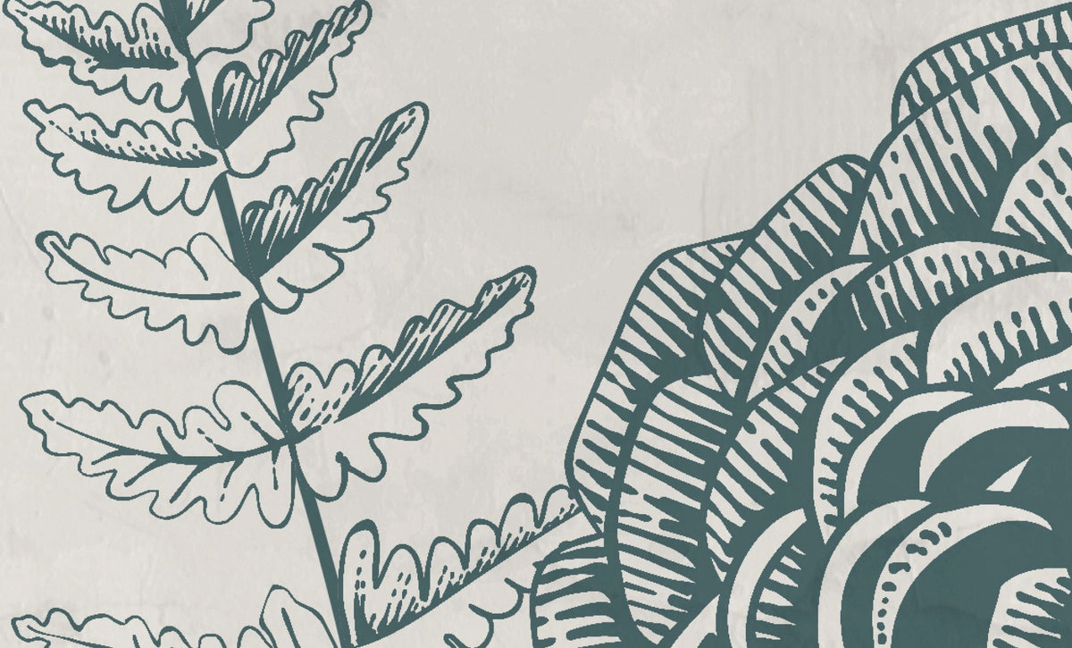 Papier peint panoramique XL Racimo Bleu pétrole Satiné