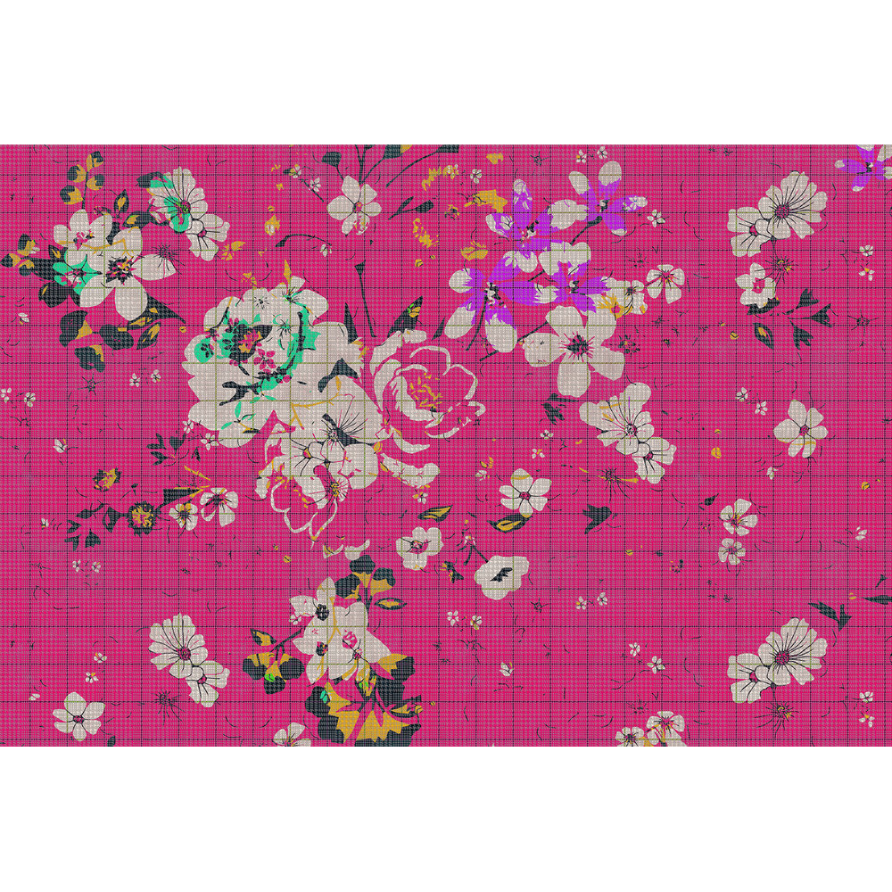 Papier peint panoramique XL Flaid Fuchsia Satiné