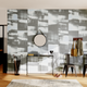 Papier peint panoramique XL Patchy Bleu clair grisé Satiné