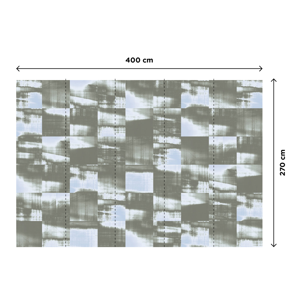 Papier peint panoramique XL Patchy Bleu clair grisé Satiné