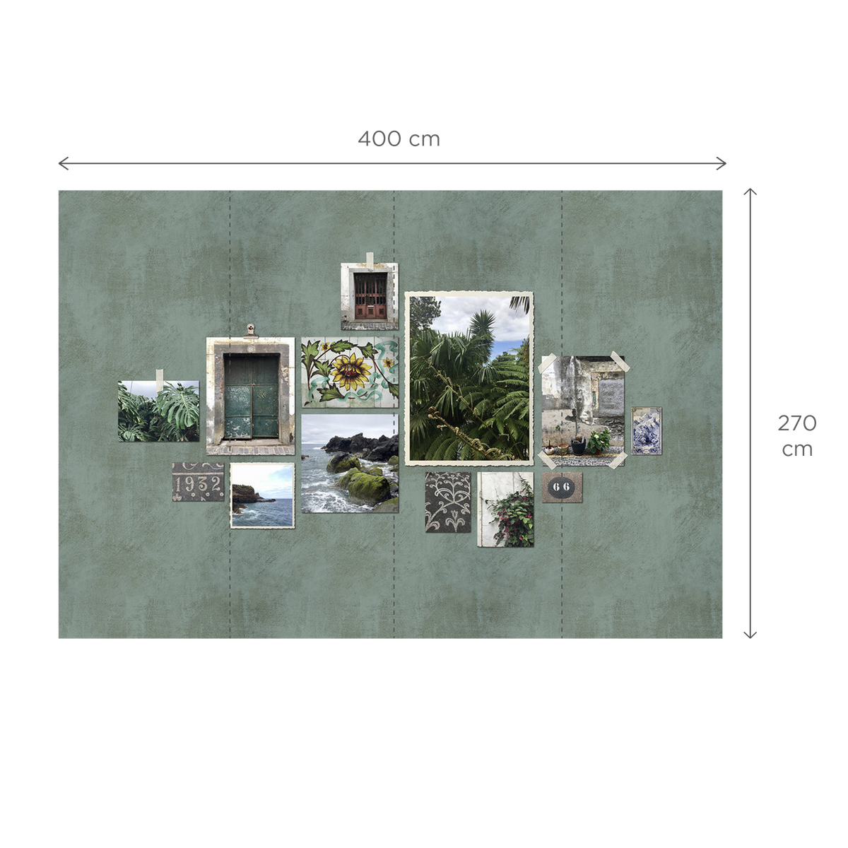 Papier peint panoramique XL Cariota Vert bouteille Satiné