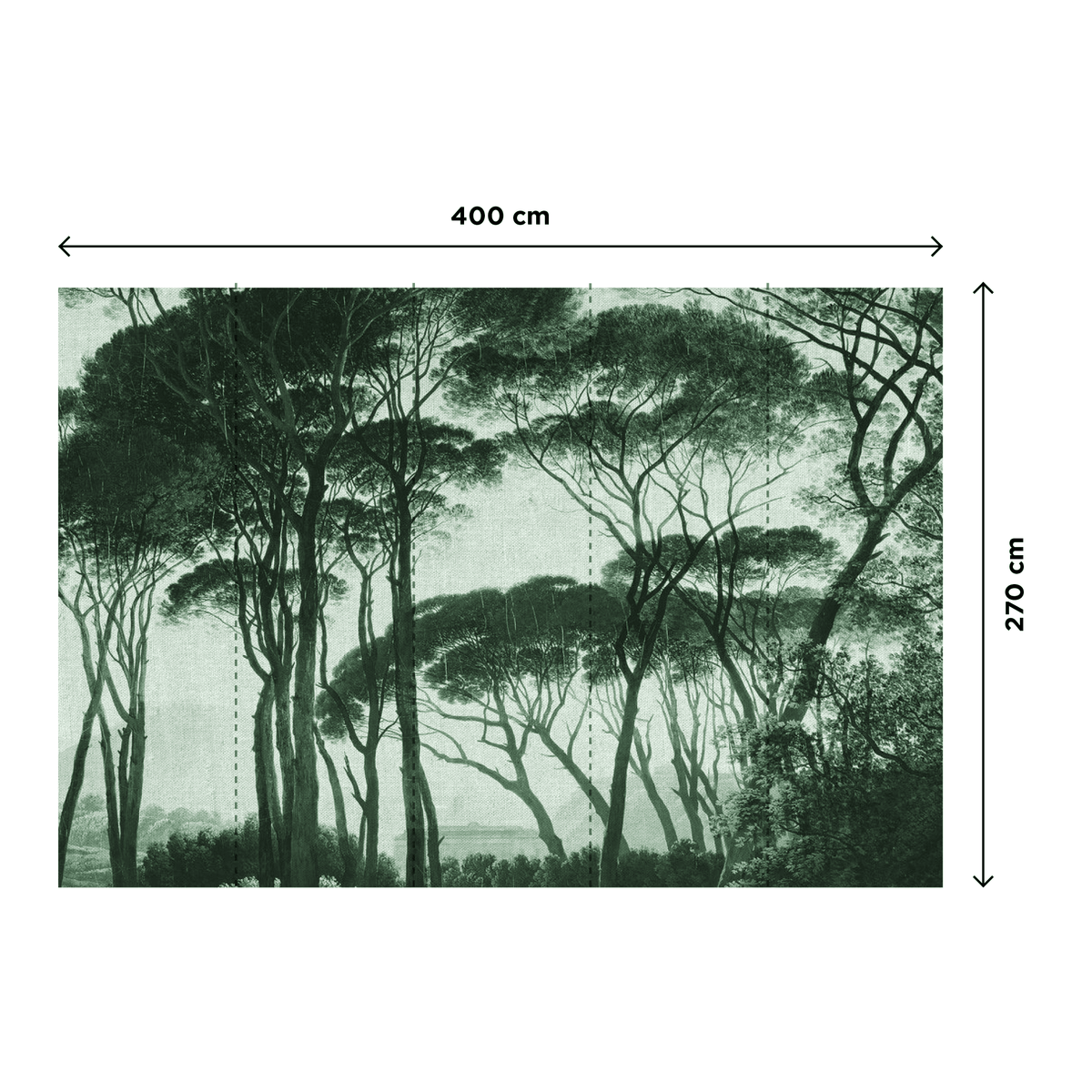 Papier peint panoramique XL Bosquet Vert anglais Satiné