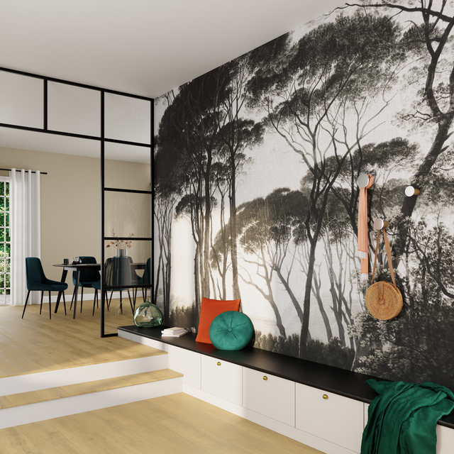 Papier peint panoramique XL BOSQUET 400 x 270 cm anthracite