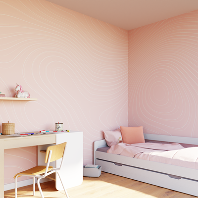 Papier peint panoramique XL Zenna Rose poudré Satiné