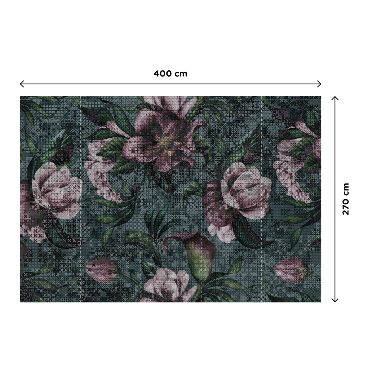 Papier peint panoramique XL Blomster Multicolore Satiné