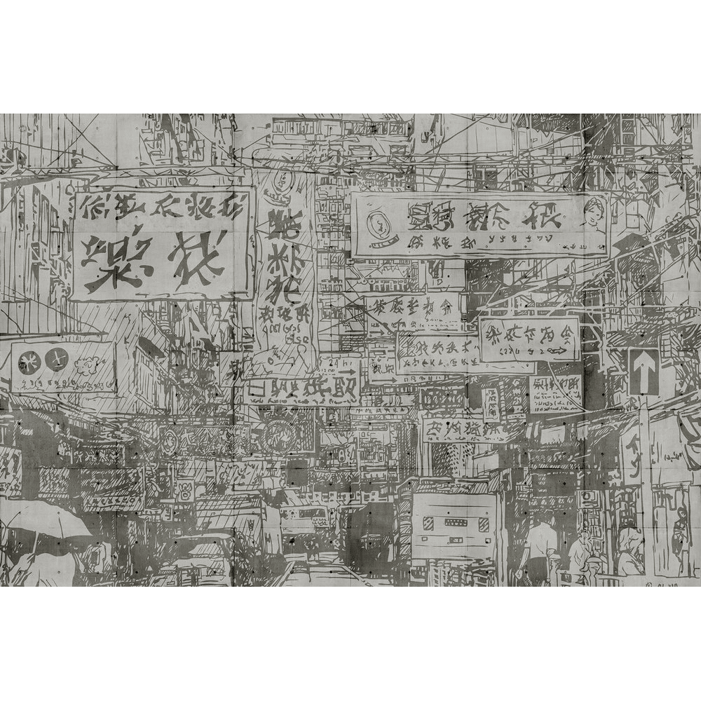 Papier peint panoramique XL Harajuku Gris béton Satiné