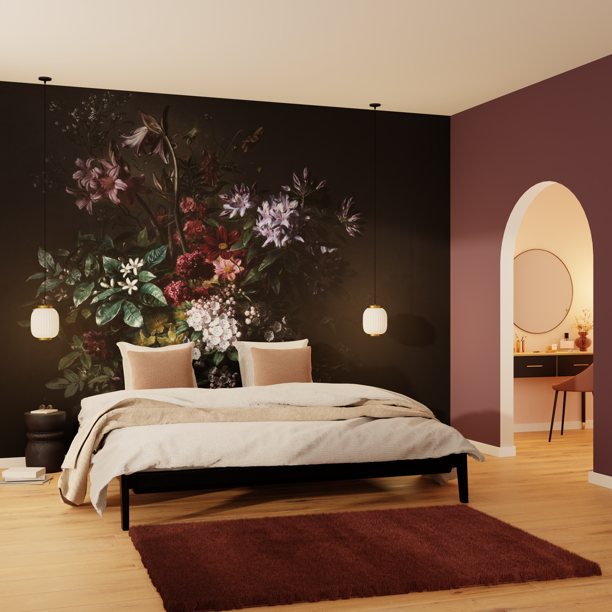 Papier peint panoramique XL Filamene Vert anglais et noir Satiné