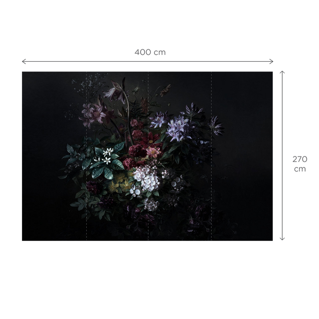 Papier peint panoramique XL FILAMENE 400 x 270 cm vert anglais et noir