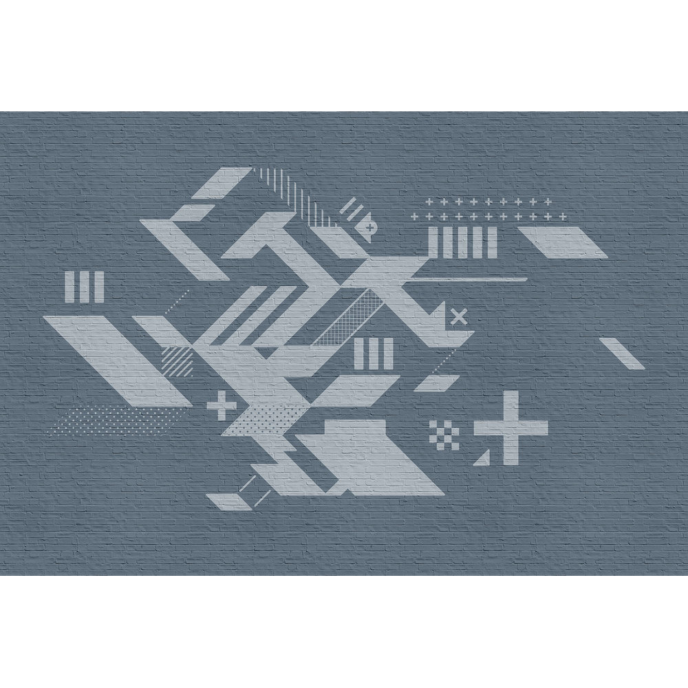 Papier peint panoramique XL Jaspe Bleu jeans Satiné