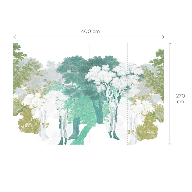 Papier peint panoramique XL MARAVELA 400 x 270 cm vert bleuté