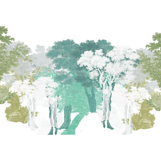 Papier peint panoramique XL MARAVELA 400 x 270 cm vert bleuté