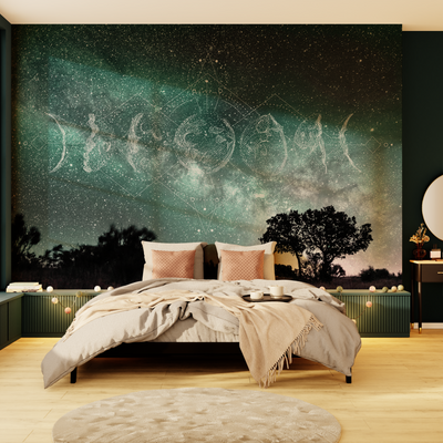 Papier peint panoramique XL Lunalo Bleu astral Satiné