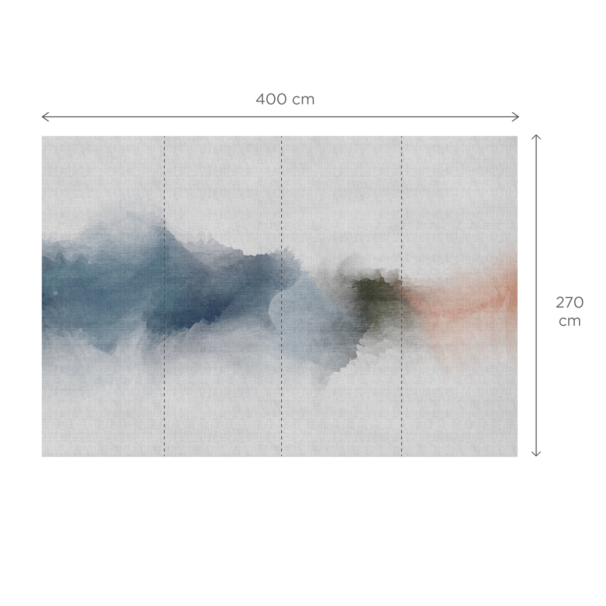 Papier peint panoramique XL Inky Bleu ciel et rouge orangé Satiné