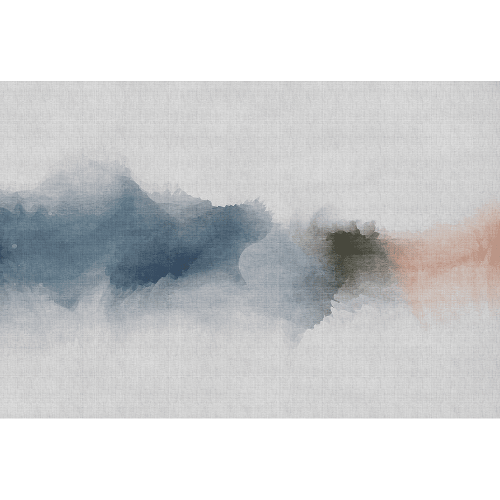 Papier peint panoramique XL Inky Bleu ciel et rouge orangé Satiné