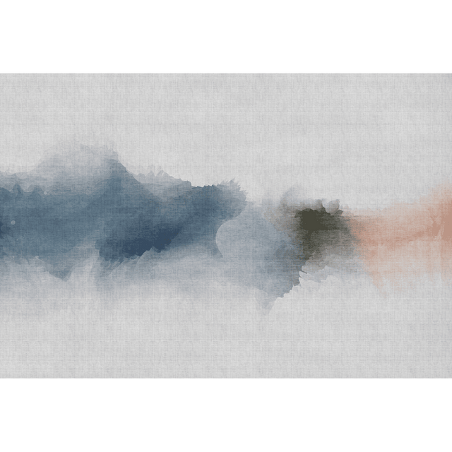 Papier peint panoramique XL INKY 400 x 270 cm bleu ciel et rouge orangé