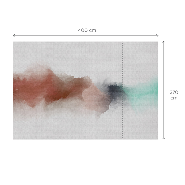 Papier peint panoramique XL INKY 400 x 270 cm rouge et vert d'eau