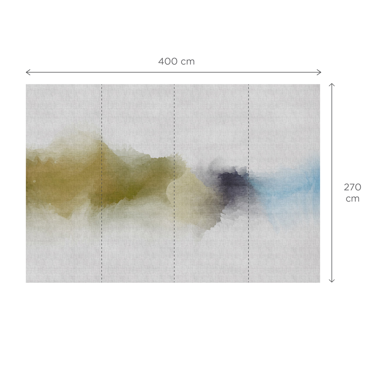 Papier peint panoramique XL Inky Vert anis et bleu aqua Satiné