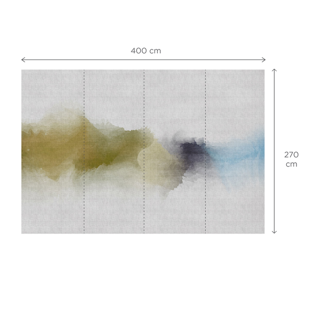 Papier peint panoramique XL INKY 400 x 270 cm vert anis et bleu aqua