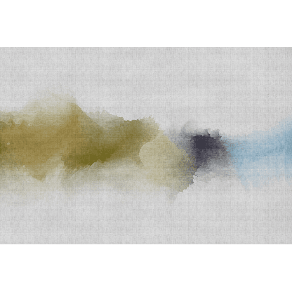 Papier peint panoramique XL Inky Vert anis et bleu aqua Satiné