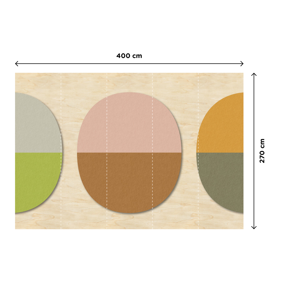 Papier peint panoramique XL Ovaline Rose pastel et brun Satiné