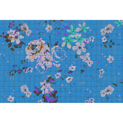 Papier peint panoramique XL Flaid Cyan Satiné