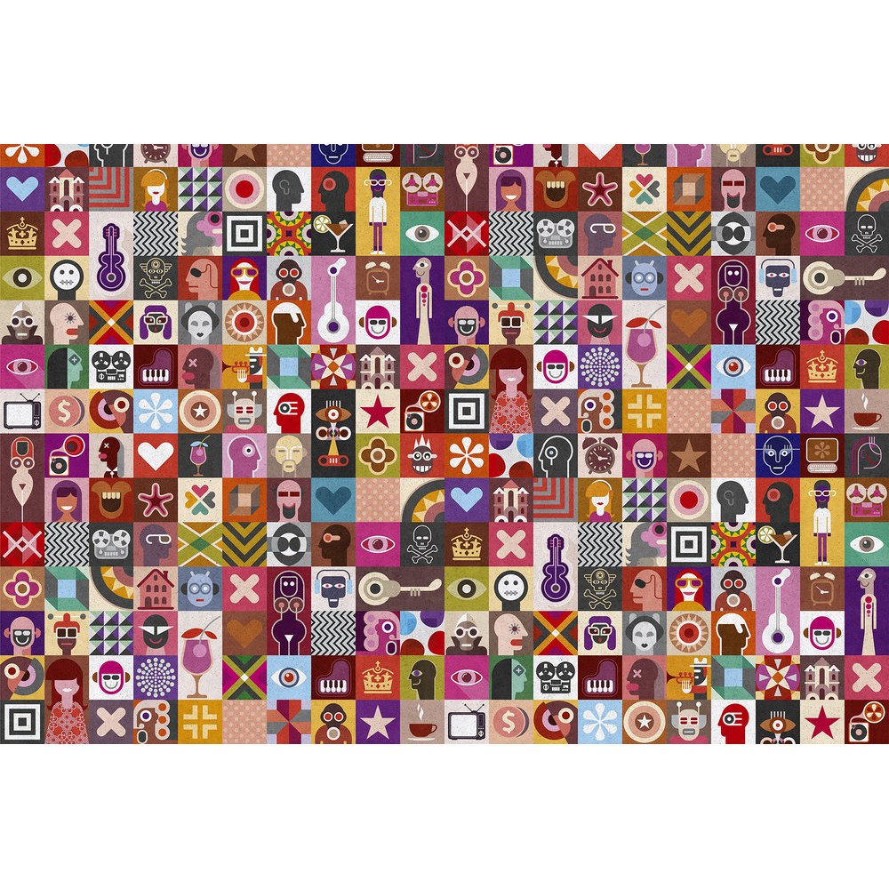 Papier peint panoramique XL Pelmel Multicolore Satiné