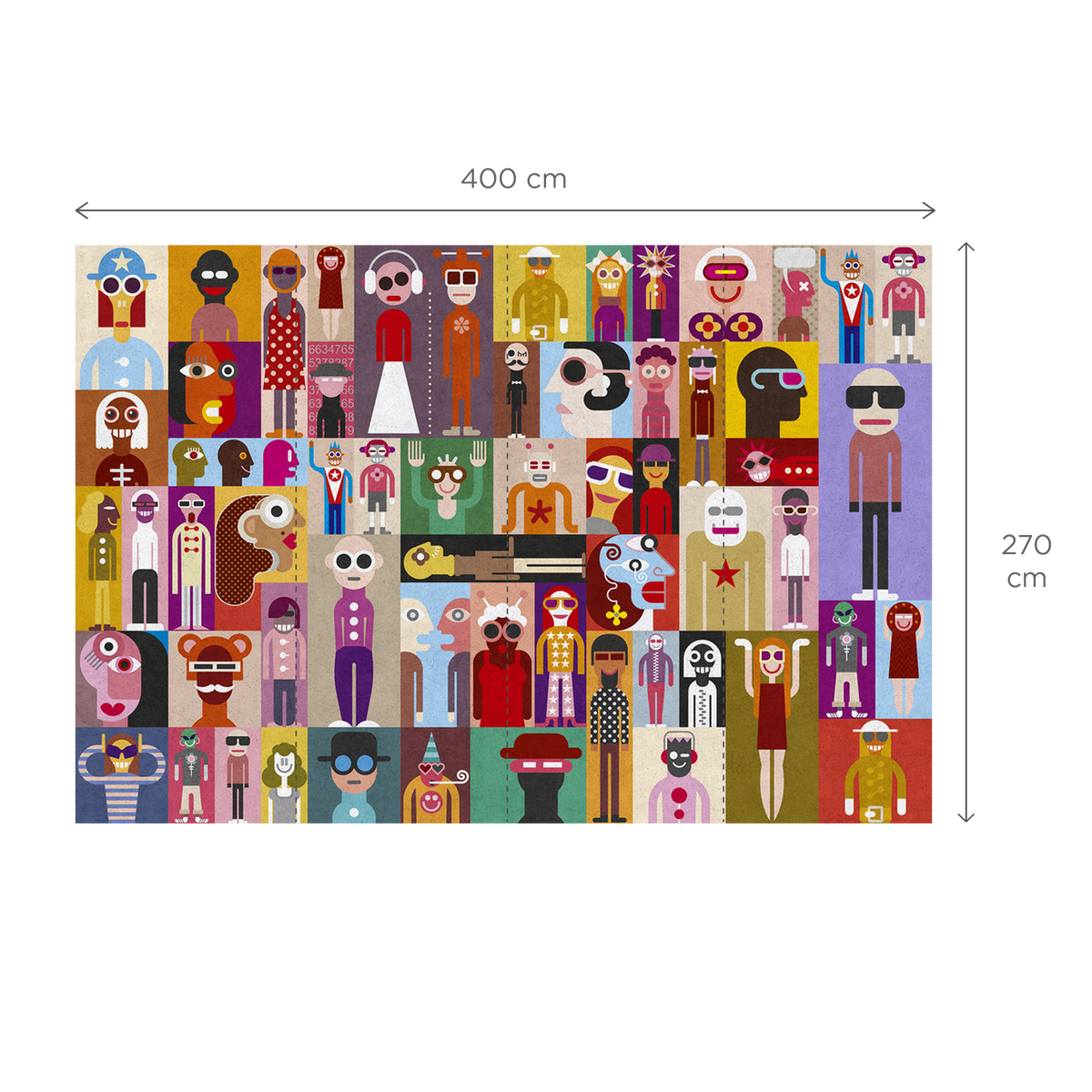 Papier peint panoramique XL Pelmel Multicolore Satiné