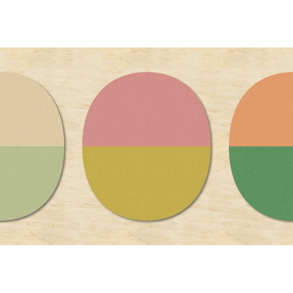 Papier peint panoramique XL Ovaline Rose bonbon et vert pistache Satiné