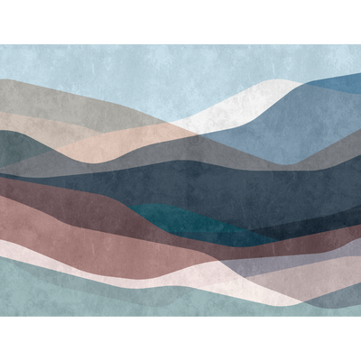 Papier peint panoramique XL Atlasberg Camaïeux de bleu et ocre Satiné