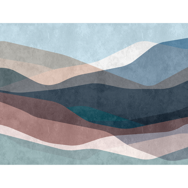 Papier peint panoramique XL Atlasberg Camaïeux de bleu et ocre Satiné