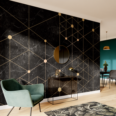 Papier peint panoramique XL Myrama Noir Satiné